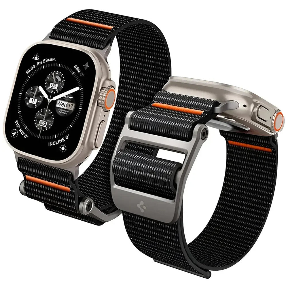 Bracelet Spigen DuraPro Flex pour Apple Watch 49mm / 46mm / 45mm / 44mm Series, Noir Orange AMP05981