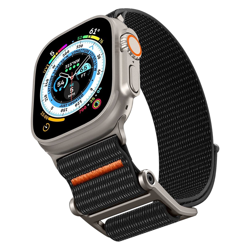 Bracelet Spigen DuraPro Flex pour Apple Watch 49mm / 46mm / 45mm / 44mm Series, Noir Orange AMP05981