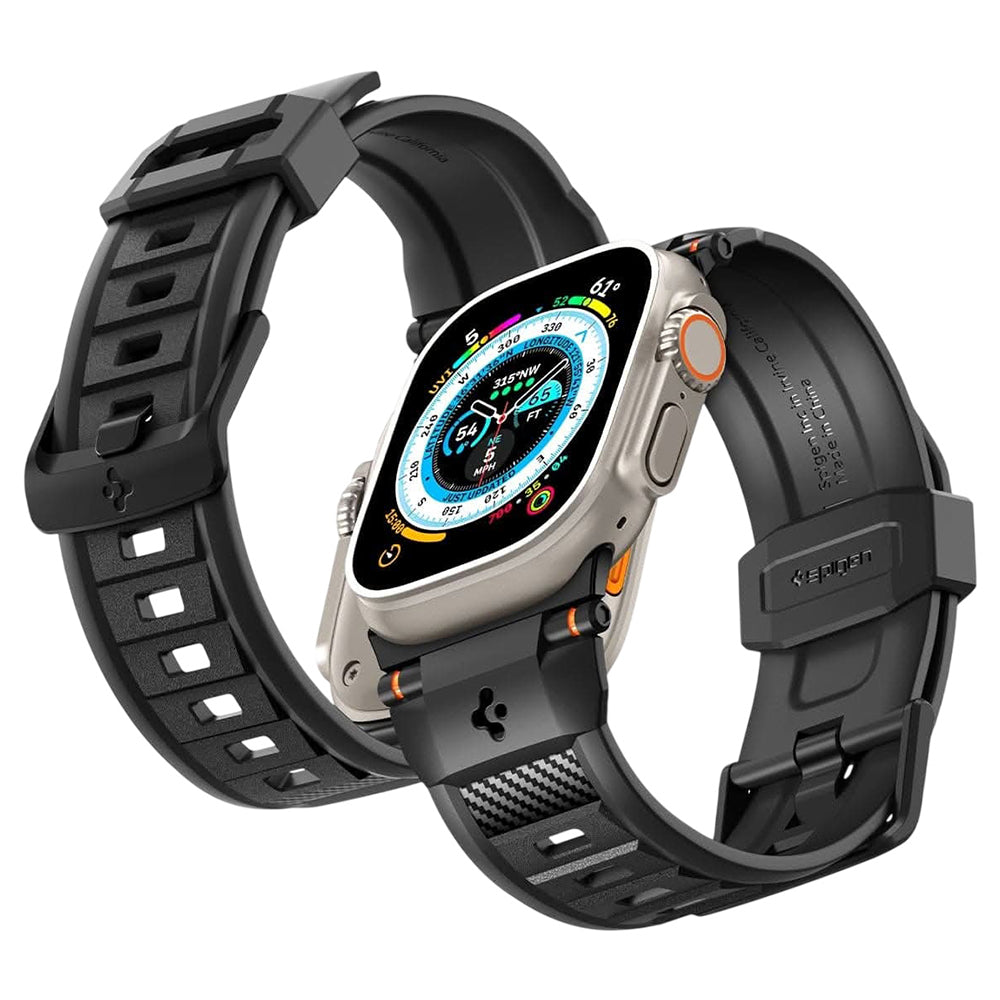 Spigen Rugged Armband für Apple Watch 49 mm / 46 mm / 45 mm / 44 mm Series, Mattschwarz AMP02854