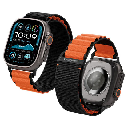Bracelet Spigen WBF1 pour Apple Watch 49mm / 46mm / 45mm / 44mm Series, Noir Orange
