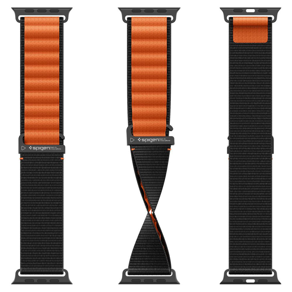 Bracelet Spigen WBF1 pour Apple Watch 49mm / 46mm / 45mm / 44mm Series, Noir Orange
