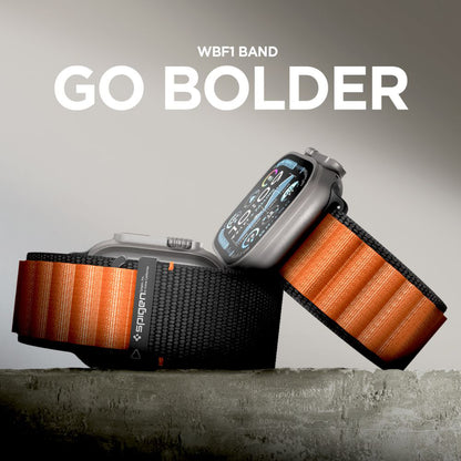 Bracelet Spigen WBF1 pour Apple Watch 49mm / 46mm / 45mm / 44mm Series, Noir Orange