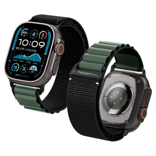 Spigen WBF1 Armband für Apple Watch 49mm / 46mm / 45mm / 44mm Serie, Schwarz Grün