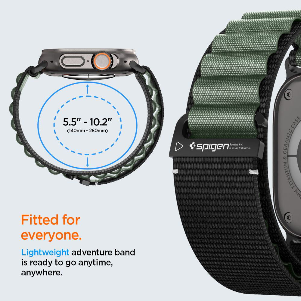 Bracelet Spigen WBF1 pour Apple Watch 49mm / 46mm / 45mm / 44mm Series, Noir Vert