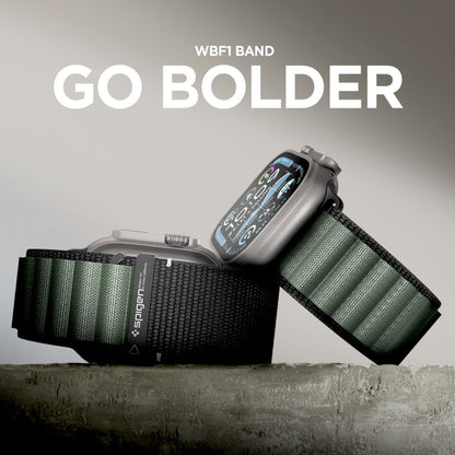 Bracelet Spigen WBF1 pour Apple Watch 49mm / 46mm / 45mm / 44mm Series, Noir Vert