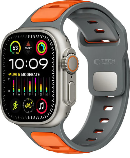 Tech-Protect Iconband Line Armband für Apple Watch 49mm / 46mm / 45mm / 44mm Serie, Grau Orange