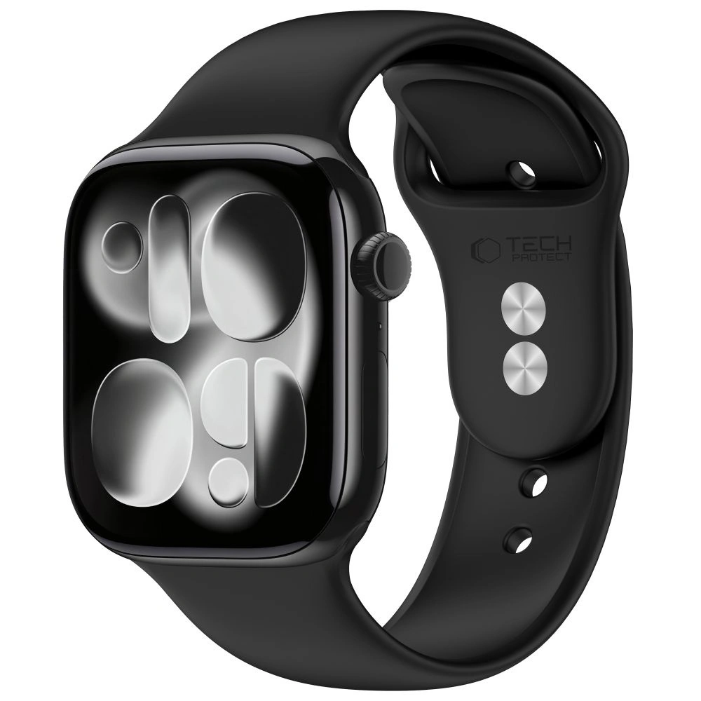 Tech-Protect Silikonarmband für Apple Watch 49mm / 46mm / 45mm / 44mm Serien, Schwarz