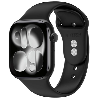 Tech-Protect Silikonarmband für Apple Watch 49mm / 46mm / 45mm / 44mm Serien, Schwarz