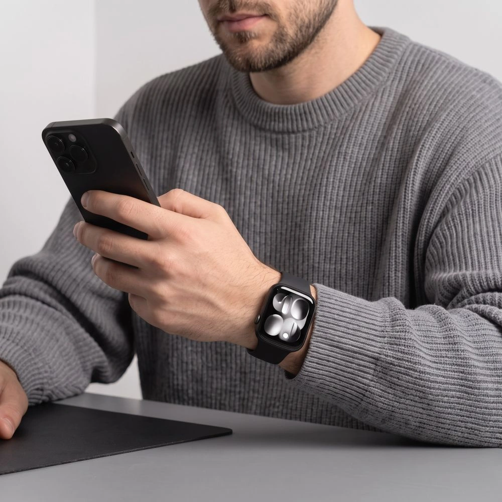 Tech-Protect Silikonarmband für Apple Watch 49mm / 46mm / 45mm / 44mm Serien, Schwarz
