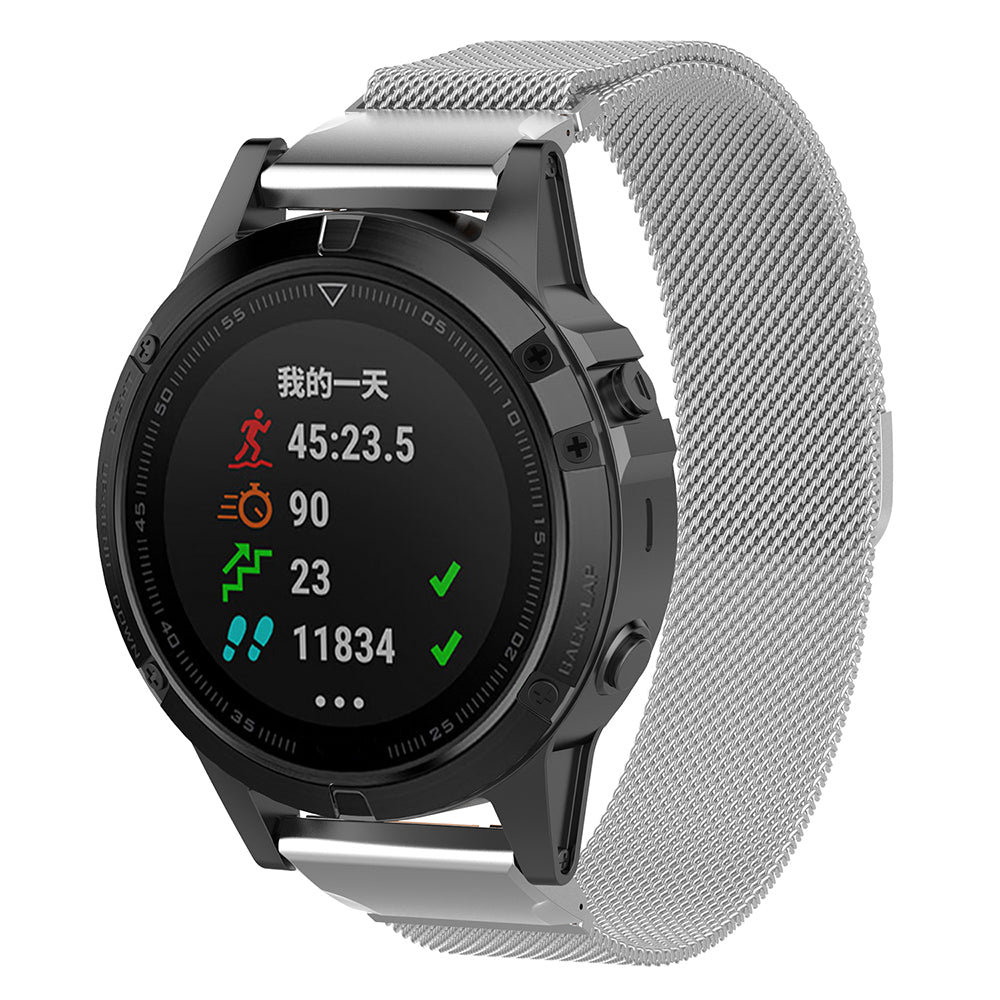 Techsuit W009 Armband für Garmin Watch Fenix / Forerunner Serie, 22mm, Silber
