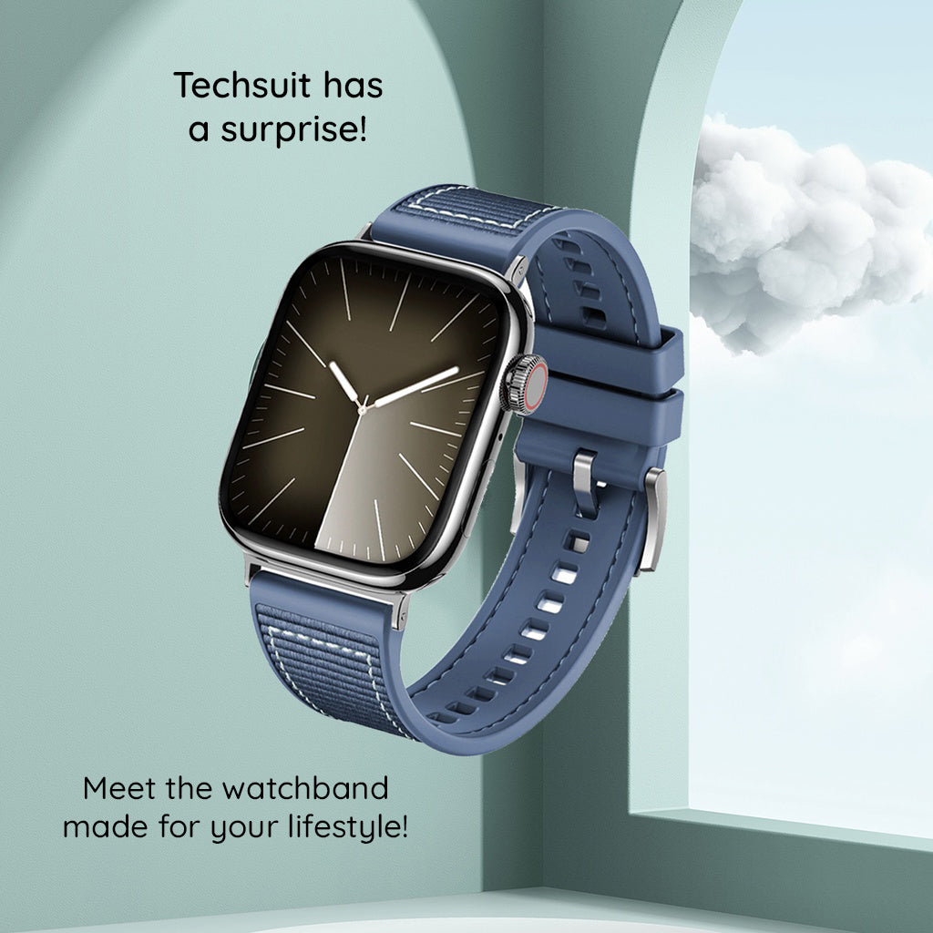 Techsuit W051 Armband für Apple Watch 42mm / 41mm / 40mm / 38mm Serie, Dunkelblau