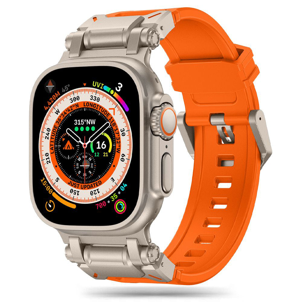 Techsuit W064 Armband für Apple Watch 49mm / 46mm / 45mm / 44mm / 42mm Serie, Silber Orange