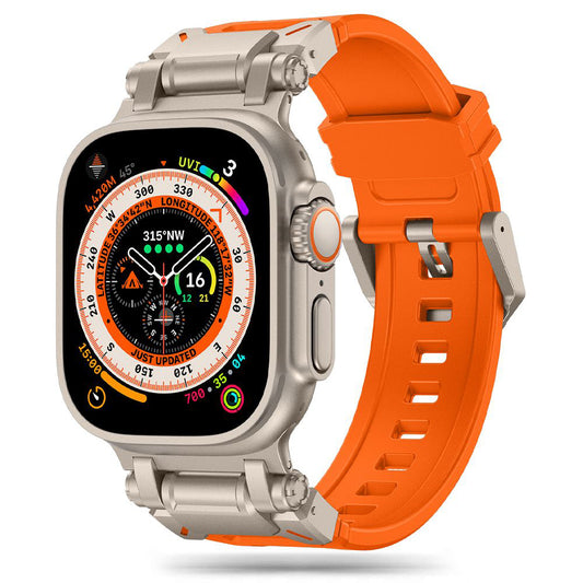 Techsuit W064 Armband für Apple Watch 49mm / 46mm / 45mm / 44mm / 42mm Serie, Silber Orange