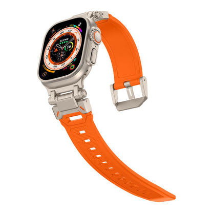 Techsuit W064 Armband für Apple Watch 49mm / 46mm / 45mm / 44mm / 42mm Serie, Silber Orange