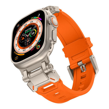 Techsuit W064 Armband für Apple Watch 49mm / 46mm / 45mm / 44mm / 42mm Serie, Silber Orange