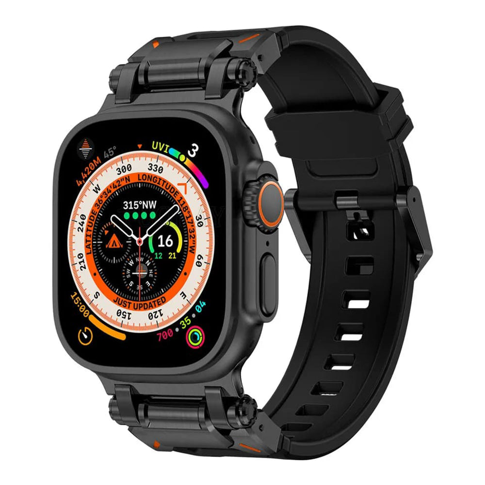 Techsuit W064 Armband für Apple Watch 49mm / 46mm / 45mm / 44mm / 42mm Serie, Schwarz