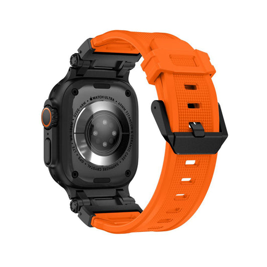 Techsuit W064 Armband für Apple Watch 49mm / 46mm / 45mm / 44mm / 42mm Serie, Schwarz Orange
