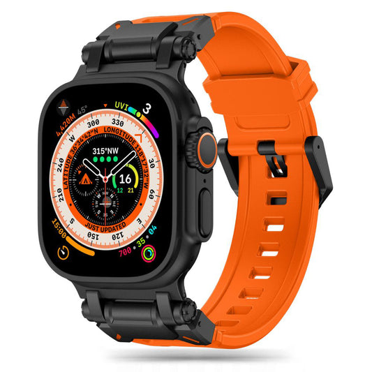 Techsuit W064 Armband für Apple Watch 49mm / 46mm / 45mm / 44mm / 42mm Serie, Schwarz Orange