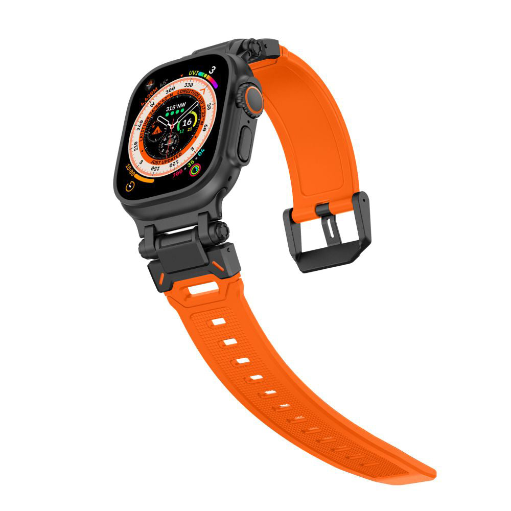 Techsuit W064 Armband für Apple Watch 49mm / 46mm / 45mm / 44mm / 42mm Serie, Schwarz Orange