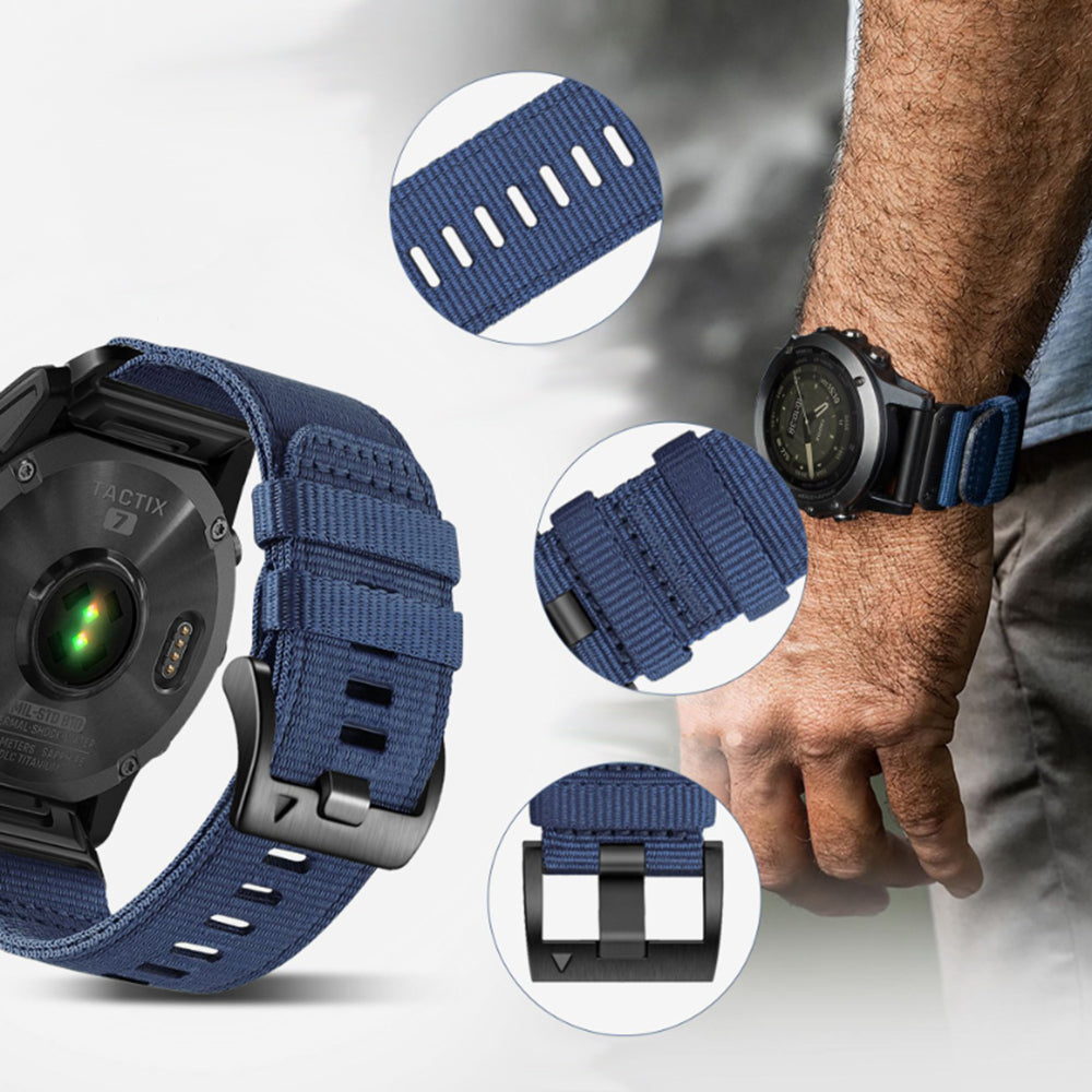 Bracelet Techsuit W070 pour Samsung Galaxy Watch / Huawei Watch Series, 22mm, Bleu marine