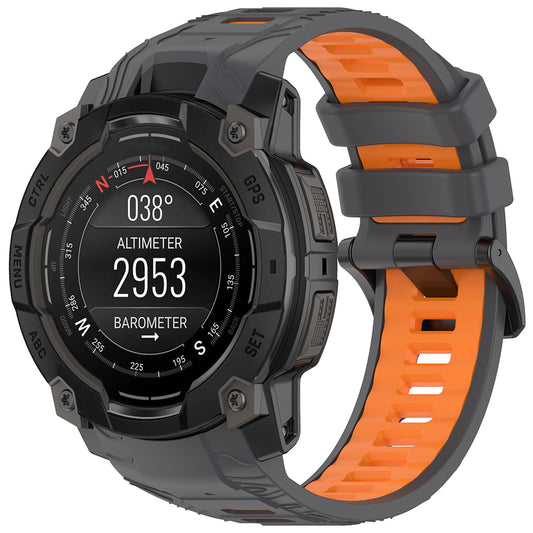 Techsuit W077 Armband für Garmin Instinct 3 50mm Solar / Instinct 3 50mm, Grau Orange