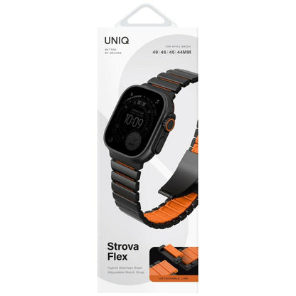 UNIQ Strova Flex Armband für Apple Watch 49mm / 46mm / 45mm / 44mm / 42mm Serien, Schwarz Orange