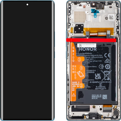 Display / Touchscreen für Honor 70 | mit Rahmen & Akku | Blau | Service Pack