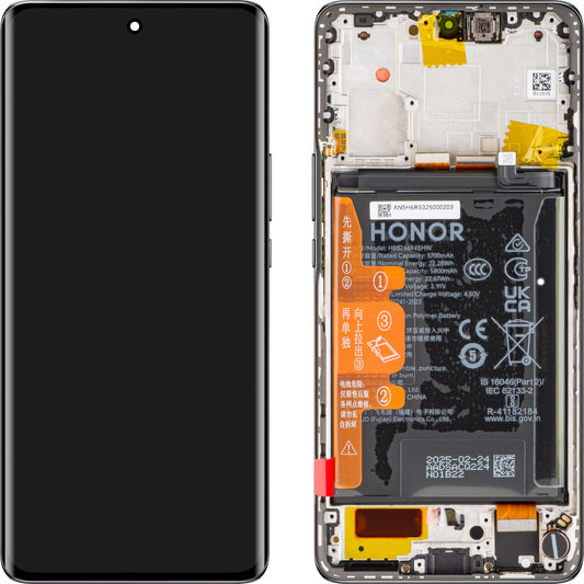 Display mit Touchscreen Honor X50, mit Rahmen und Akku, Schwarz, Service Pack 0235AGJG