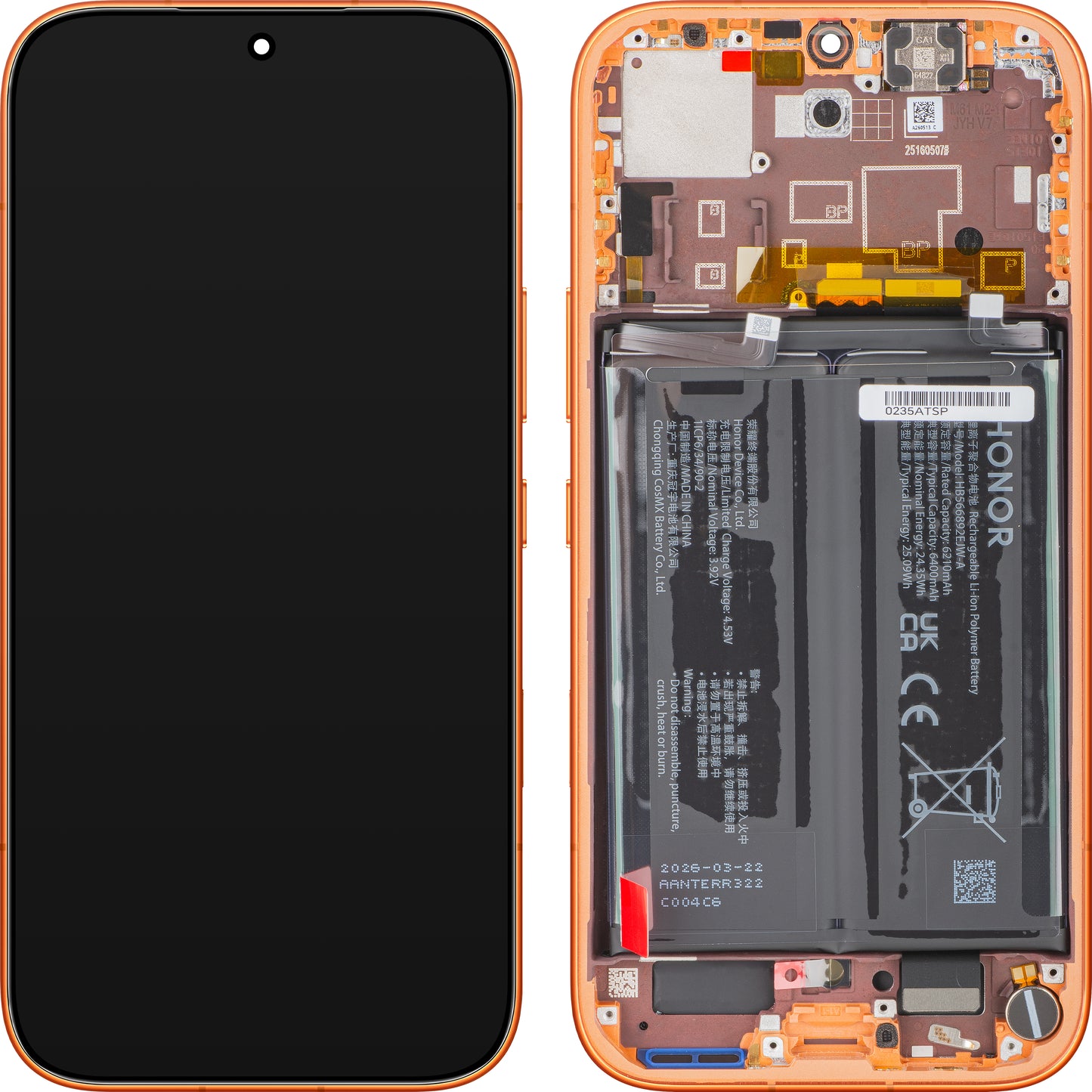 Touchscreen-Display Honor 600, mit Rahmen und Akku, Orange, Service Pack 0235ATSP