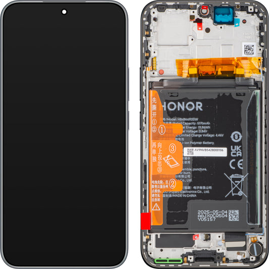 Honor 400 Touchscreen-Display mit Rahmen und Akku, Schwarz (Midnight Black), Service Pack 0235APNM