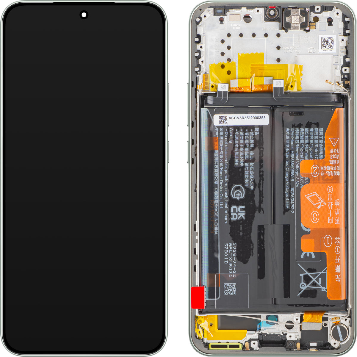 Écran avec écran tactile Honor Magic8 Lite, avec cadre et batterie, vert (Forest Green), Service Pack 0235ARUU