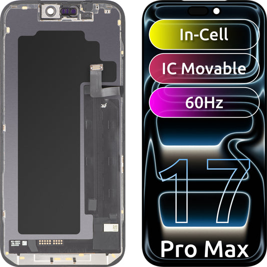 JK Touchscreen-Display für Apple iPhone 17 Pro Max, mit Rahmen, LCD In-Cell IC Movable Version, Schwarz