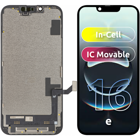 Écran tactile JK pour Apple iPhone 16e, avec cadre, Version LCD In-Cell IC Movable, Noir