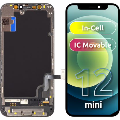 Ecran tactile JK pour Apple iPhone 12 mini, avec cadre, version In-Cell LCD, noir 