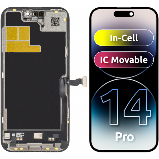 JK Touchscreen Display für Apple iPhone 14 Pro, mit Rahmen, In-Cell IC Movable LCD Version, Schwarz 