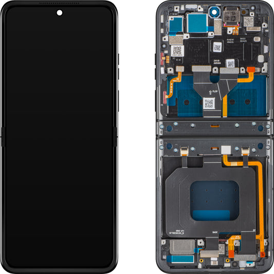 Écran tactile Motorola Razr 2024 / Razr 50, avec cadre, sous-couche interne, gris (Steel Wool), Pack de service 5D68C24806