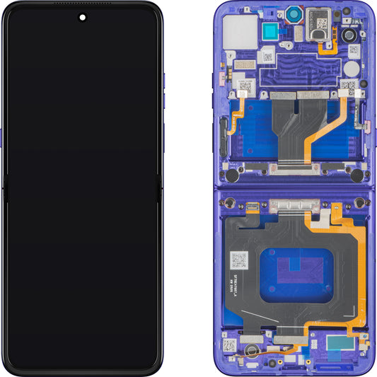 Écran tactile Motorola Razr Ultra 2026 / Razr 70 Ultra, avec cadre, sous-inner, bleu (Pantone Orient Blue) Service Pack 5D68C32859
