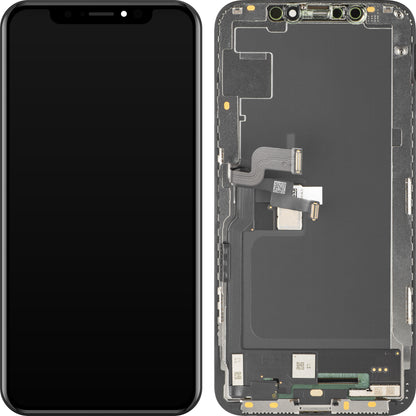 Display mit MP Touchscreen kompatibel mit Apple iPhone XS, mit Rahmen, Soft OLED FHD Version, Schwarz