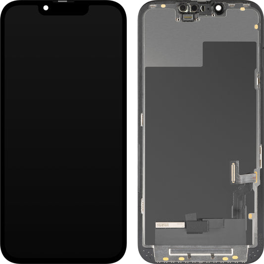 Écran avec Touchscreen MP compatible avec Apple iPhone 13, avec Cadre, Version OLED FHD Diagnostic, Noir