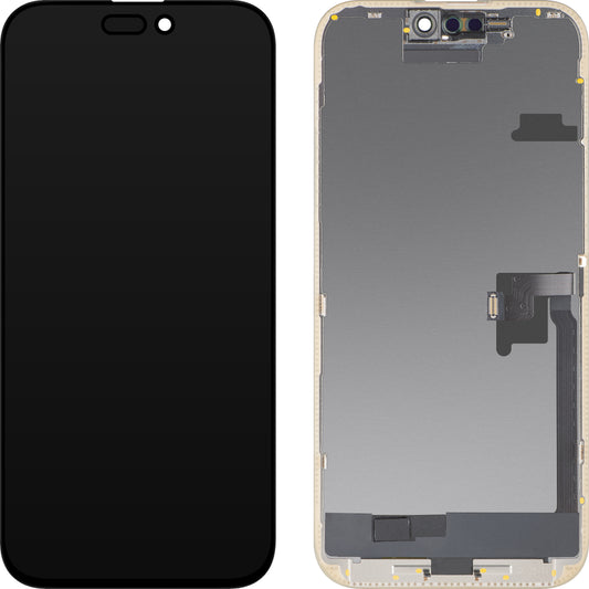 Écran avec Touchscreen MP compatible avec Apple iPhone 16 Pro Max, avec Cadre, Version OLED FHD Diagnostic, Noir