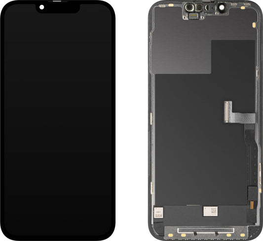 Écran avec écran tactile MP compatible avec Apple iPhone 13 Pro, avec cadre, Version OLED FHD Diagnostic, Noir