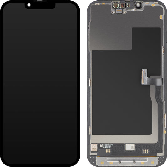 Écran tactile MP compatible avec Apple iPhone 13 Pro, avec cadre, version Premium Soft OLED FHD 120Hz, Noir
