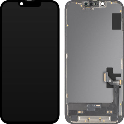 MP Touchscreen-Display kompatibel mit Apple iPhone 17e / 16e, mit Rahmen, Soft OLED FHD IC Movable Version, Schwarz