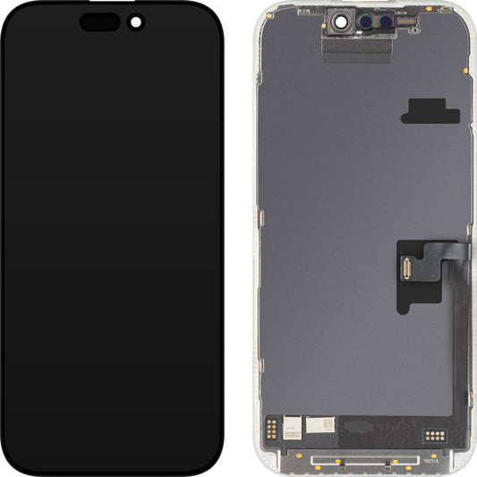 Écran tactile MP compatible avec Apple iPhone 16 Pro, avec cadre, version Soft OLED FHD 120Hz IC Movable, Noir
