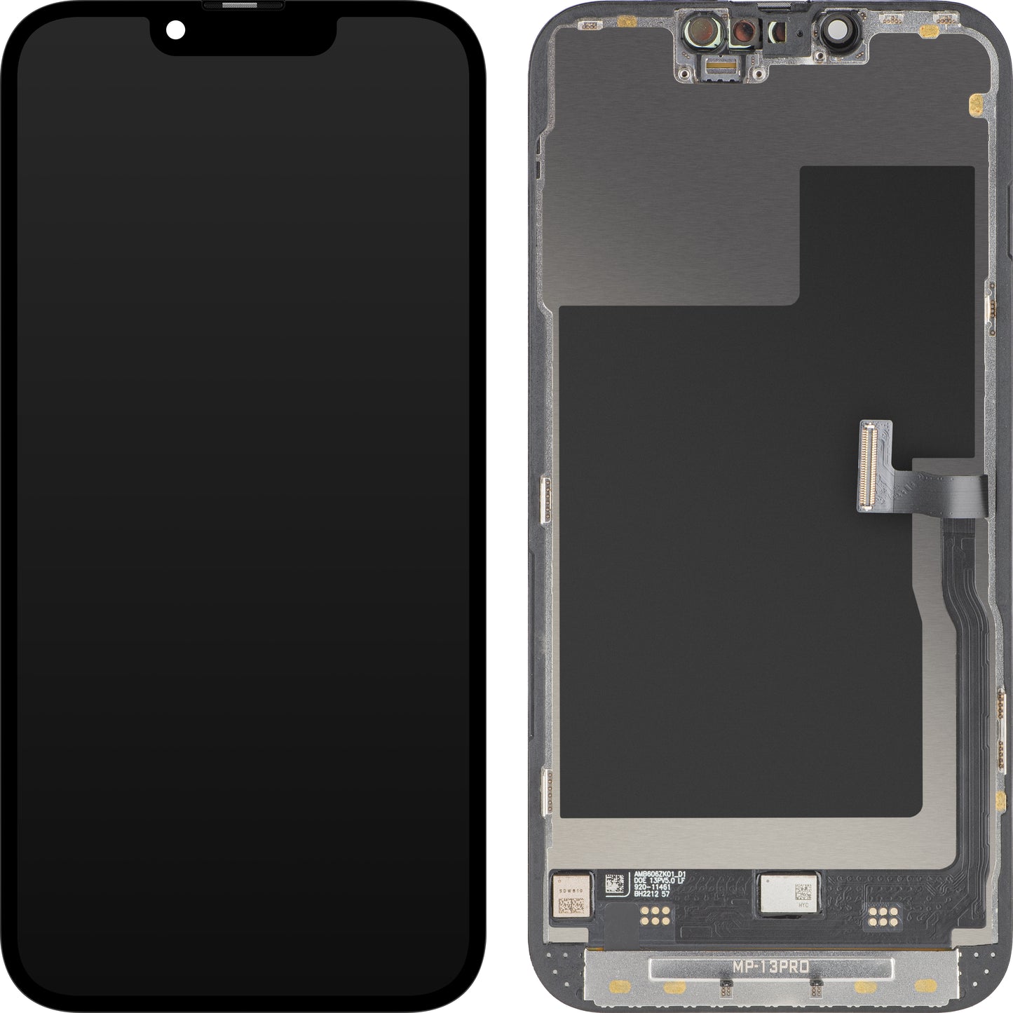 MP Touchscreen-Display kompatibel mit Apple iPhone 13 Pro, mit Rahmen, Premium Soft OLED FHD 120Hz Diagnostic Version, Schwarz
