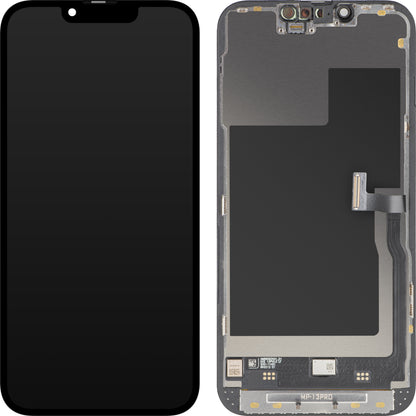 MP Touchscreen-Display kompatibel mit Apple iPhone 13 Pro, mit Rahmen, Premium Soft OLED FHD 120Hz Diagnostic Version, Schwarz