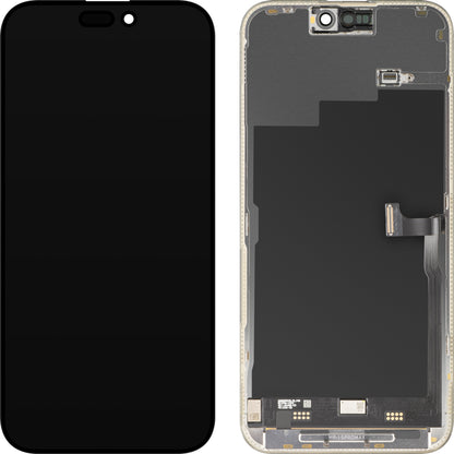 MP Touchscreen-Display kompatibel mit Apple iPhone 15 Pro Max, mit Rahmen, Premium Soft OLED FHD 120Hz Diagnostic Version, Schwarz