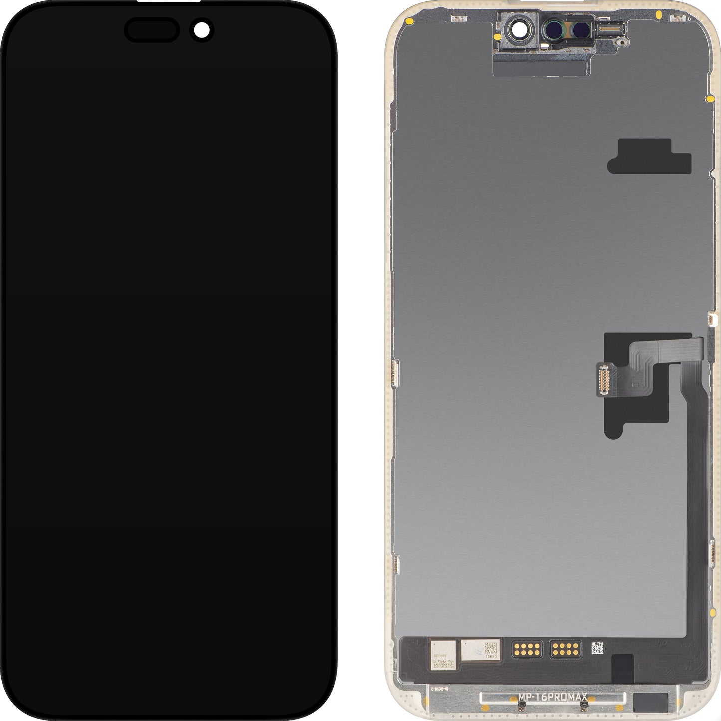 Écran tactile MP compatible avec Apple iPhone 16 Pro Max, avec cadre, version logicielle OLED FHD Diagnostic, noir