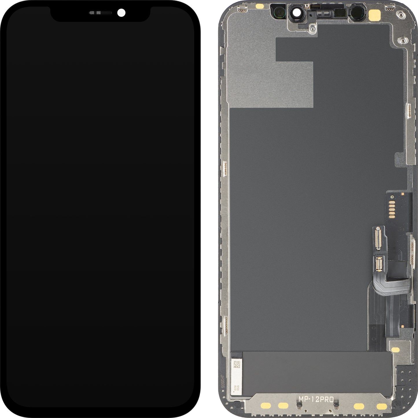 Écran tactile MP compatible avec Apple iPhone 12 / 12 Pro, avec cadre, version OLED FHD IC mobile, noir