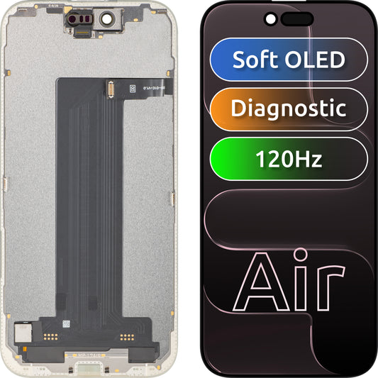 Écran tactile MP compatible avec Apple iPhone 17 Air, avec cadre, version logicielle OLED FHD 120Hz Diagnostic, noir